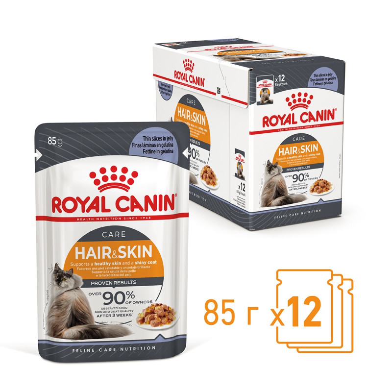 Royal Canin Hair & Skin Care Jelly влажный корм для кошек с чувствительной кожей 85 гр - фото 6