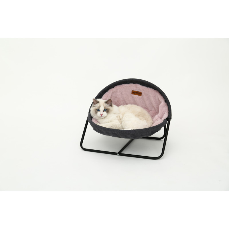 MISOKO&CO Pet bed round лежак складной для собак и кошек, 45x45x22 см, серый - фото 5