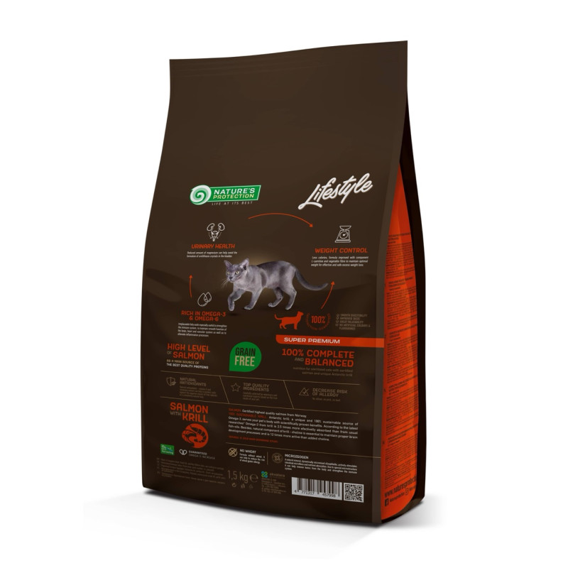 Nature's Protection Lifestyle GF Salmon with krill Sterilised Adult Cat сухий корм з лососем та крилем для стерилізованих котів 1.5 кг - фото 2