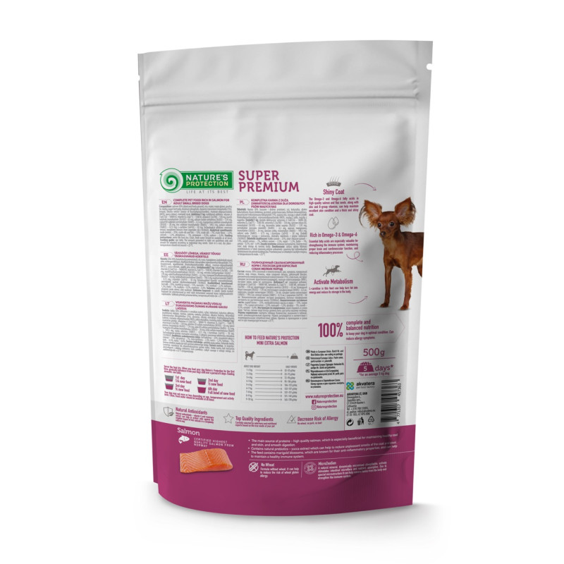 Nature's Protection Mini Extra Salmon Adult Small Breeds сухий корм з лососем для собак малих порід 0.5 кг - фото 2