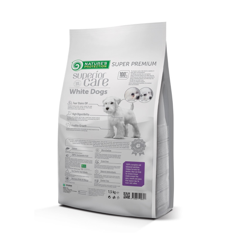 Nature's Protection Superior Care White Dogs GF Junior All Breeds сухой корм для щенят с белым окрасом шерсти, 1.5 кг - фото 2