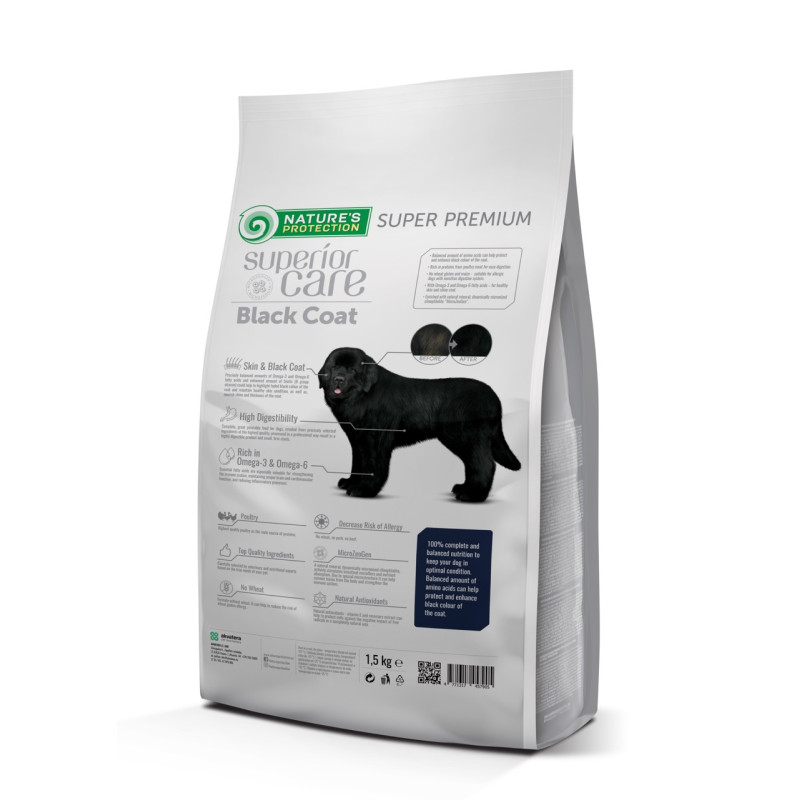 Nature's Protection Superior Care Black Coat Adult All Breeds сухой корм для собак всех пород с черным окрасом шерсти 1.5 кг - фото 2