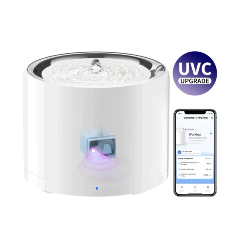 Petkit Eversweet 3 Pro (UVC) Smart Pet Drinking Fountain смарт-поїлка для собак та котів, 1.8 л, білий - фото 2