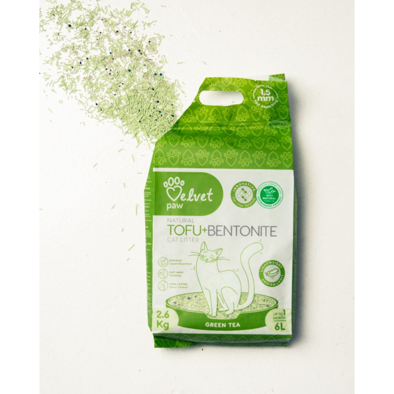 Velvet Paw Tofu растительный наполнитель для кошачьего туалета с бентонитом, 6 л - фото 3