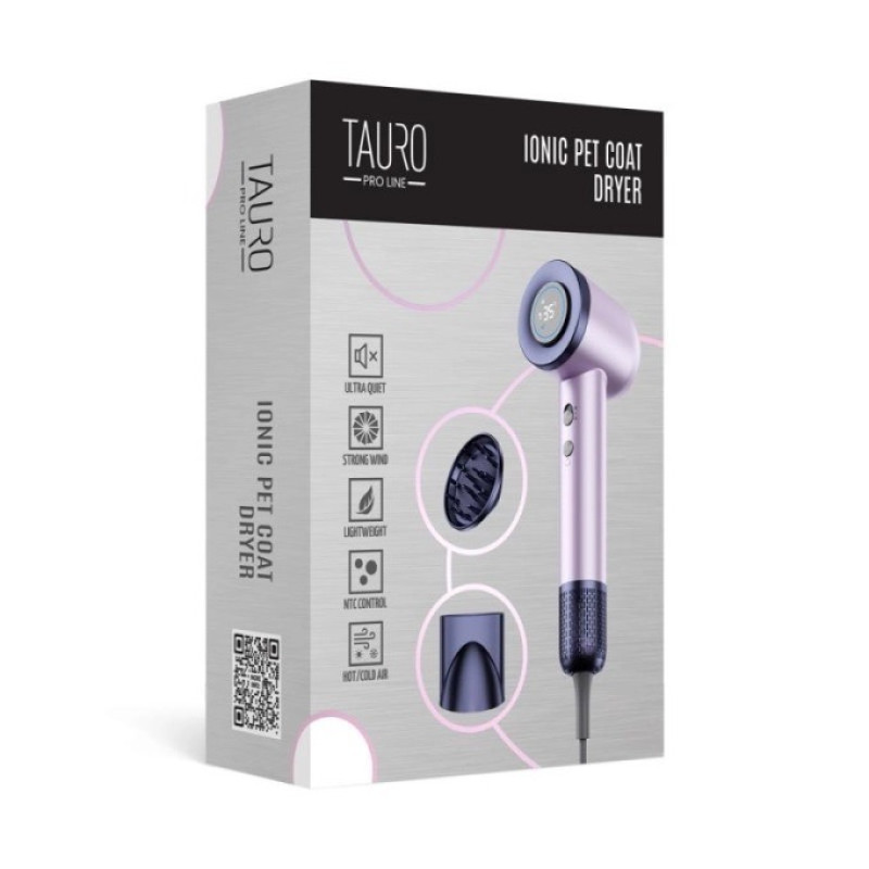 Tauro Pro Line ручной фен для домашних животных с технологией генерации отрицательных ионов, розовый - фото 2