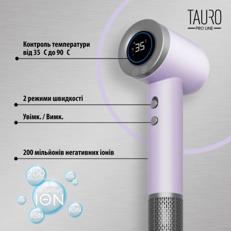 Tauro Pro Line ручной фен для домашних животных с технологией генерации отрицательных ионов, розовый - фото 3