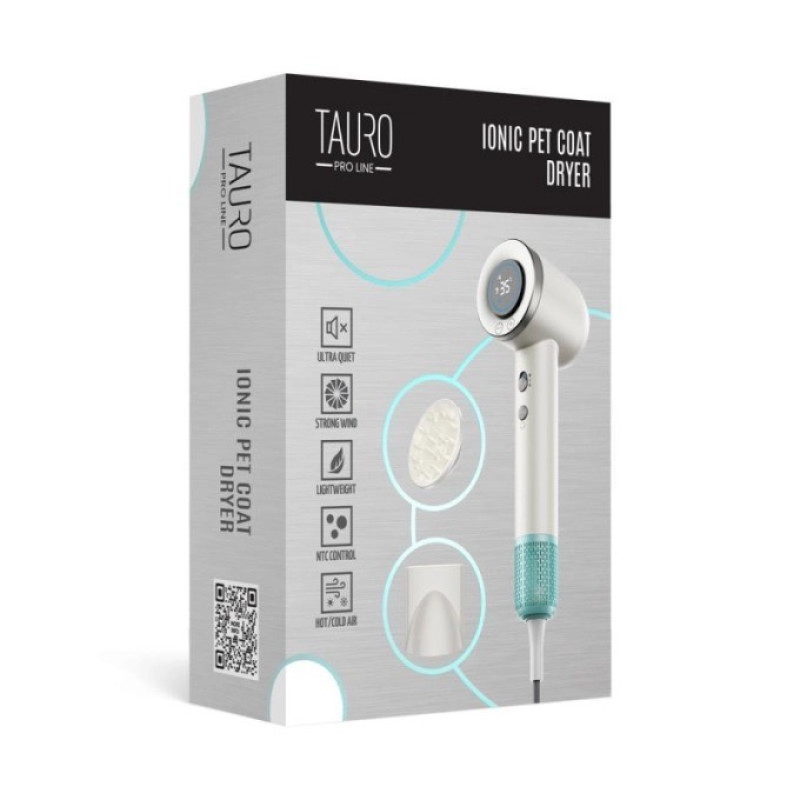 Tauro Pro Line ручний фен для домашніх тварин з технологією генерації негативних іонів, білий - фото 2