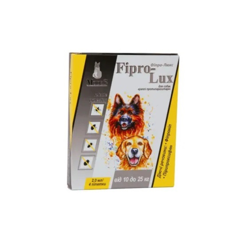 ModeS Fipro-Lux противопаразитарные капли для котов и собак весом 10-25 кг, 4 пип