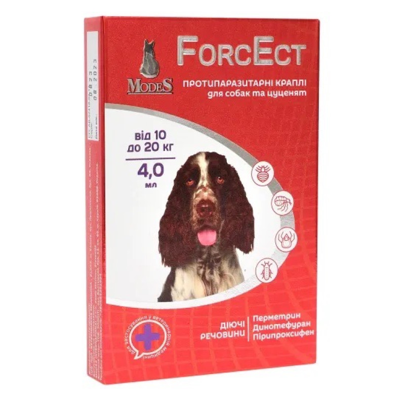 ModeS ForcEct противопаразитарные капли для собак весом 10-20 кг, 3 пип