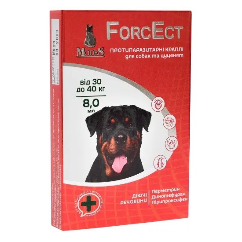 ModeS ForcEct противопаразитарные капли для собак весом 30-40 кг, 3 пип