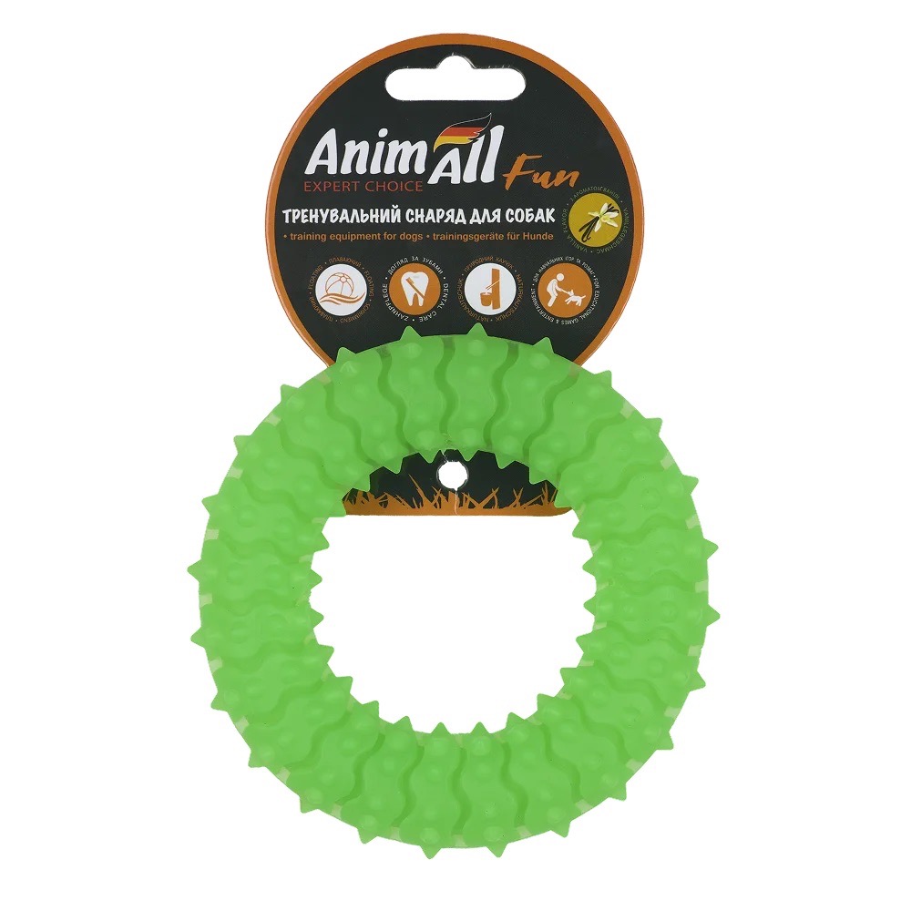 AnimAll Fun Ring іграшка для собак, 12 см, зелений
