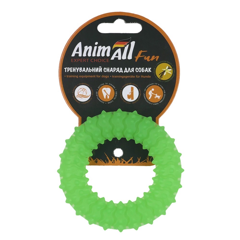 AnimAll Fun Ring іграшка для собак, 9 см, зелений
