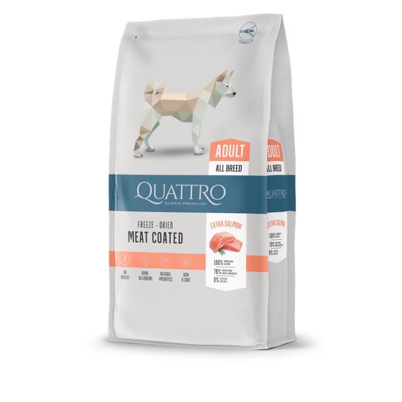 Quattro Adult All Breed Salmon сухий корм із лососем для собак, 12 кг