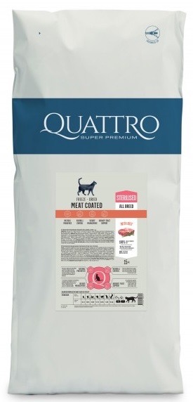 Quattro Cat Sterilized Beef сухий корм із яловичиною для стерилізованих котів, 15 кг