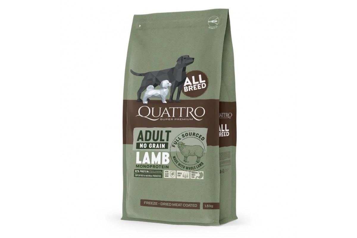 Quattro Adult All Breed Sensitive Lamb сухий корм із ягнятиною для собак, 1.5 кг