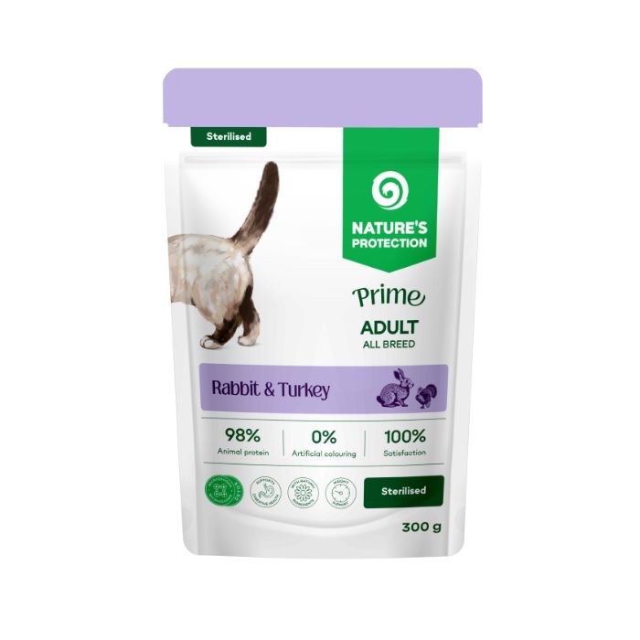 Nature's Protection Prime Sterilised Cats Rabbit and Turkey вологий корм з кроликом та індичкою для стерилізованих котів, 300 г