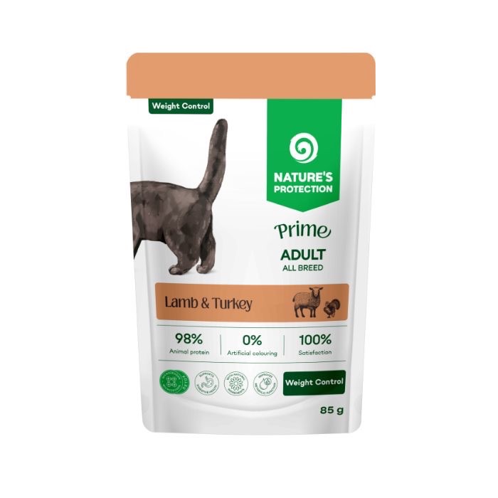 Nature's Protection Prime Weight Control Cats Lamb Turkey вологий корм з ягнятком та індичкою для контролю ваги у котів, 85 г