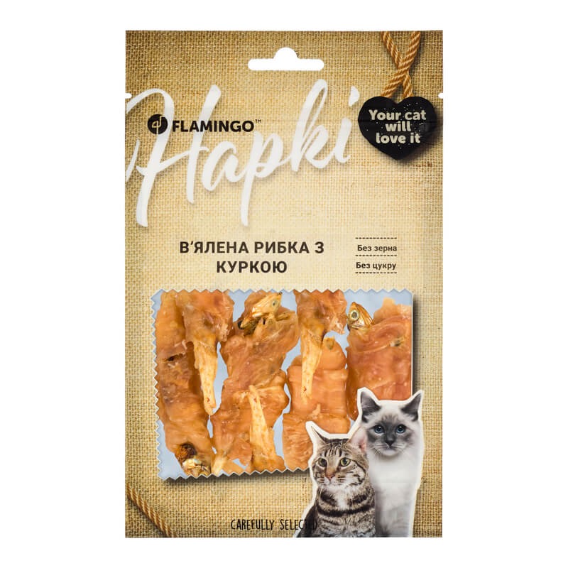 Flamingo Fish Chicken Snacks ласощі з куркою та рибою для котів, 50 г
