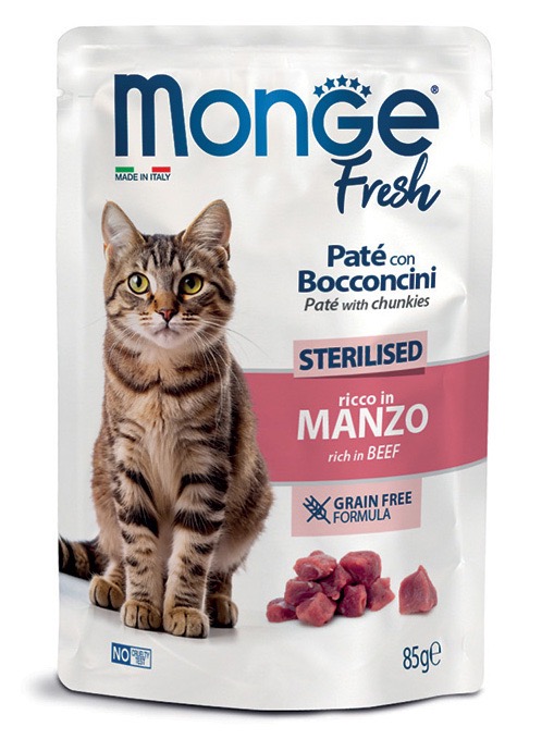 Monge Cat Fresh Sterilised Beef вологий корм з яловичиною для стерилізованих котів, 85 г
