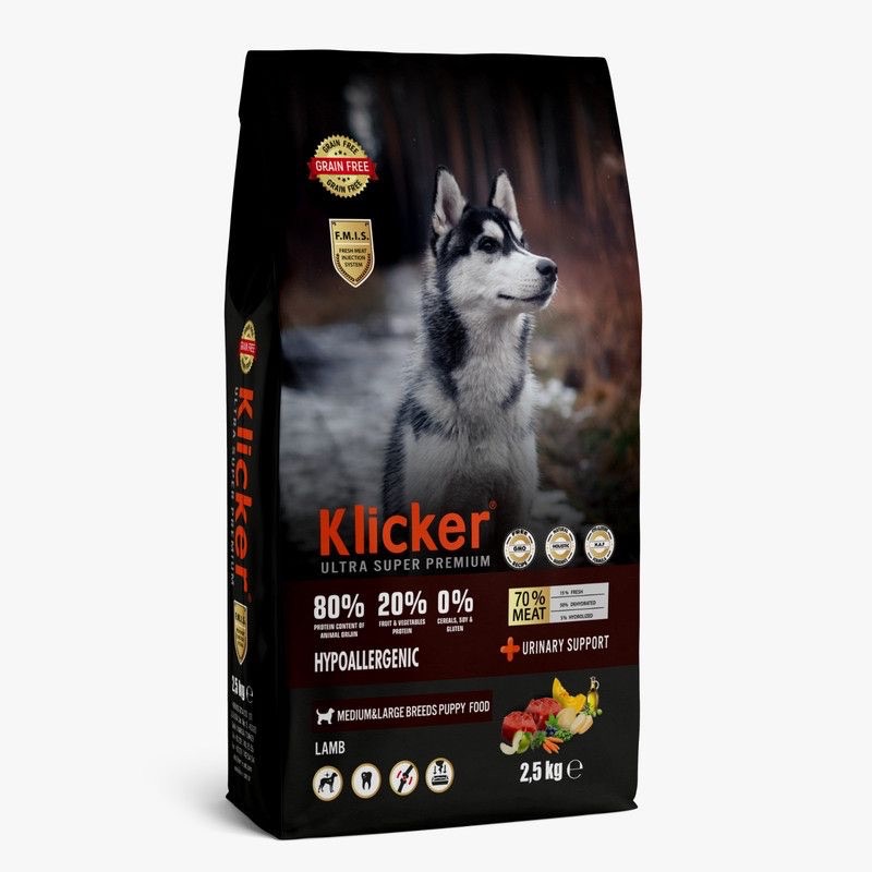 Klicker Puppy Lamb сухий корм для цуценят з ягнятком для цуценят середніх та великих порід, 2.5 кг