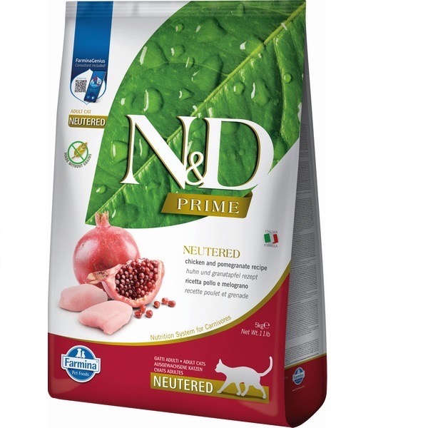 Farmina N&D Prime Chicken & Pomegranate Neutered Adult сухий корм з куркою для стерилізованих котів, 5 кг