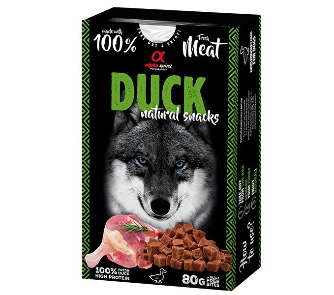 Alpha Spirit Duck Natural Snacks ласощі для собак з качкою, 80 гр