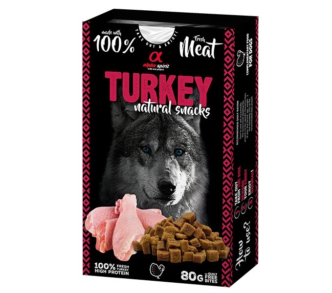 Alpha Spirit Turkey Natural Snacks ласощі для собак з індичкою, 80 гр