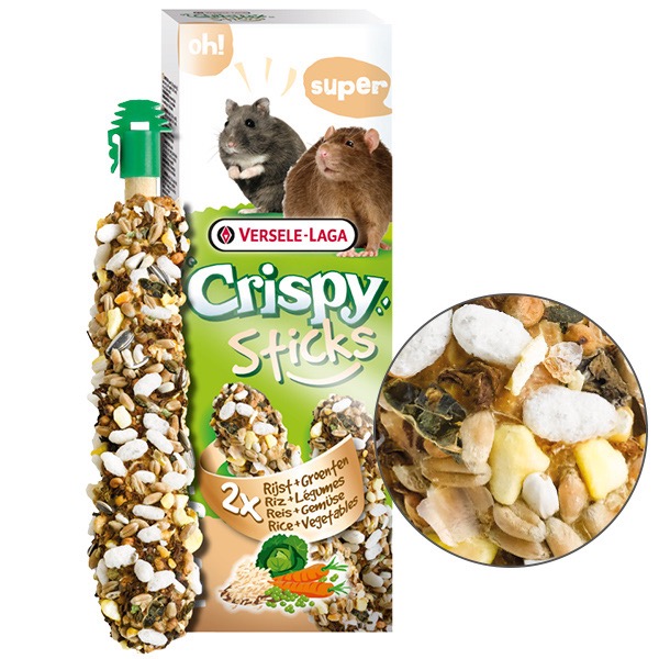 Versele-Laga Crispy Sticks Rice & Vegetables ласощі для хом'яків, щурів, мишей, 110 гр