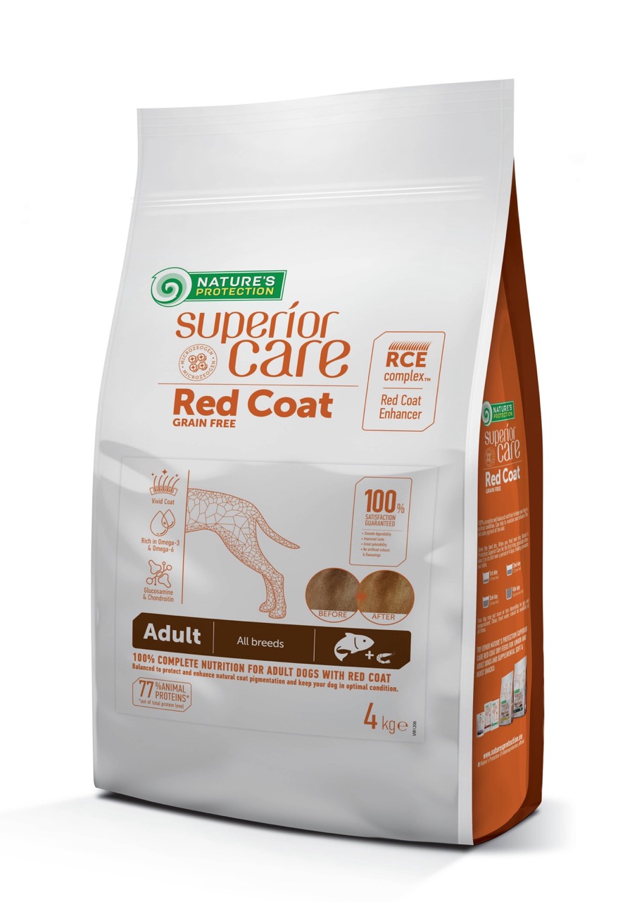 Nature's Protection Superior Care Red Coat GF Adult All Breeds with Salmon сухий корм з лососем для собак з рудим забарвленням шерсті 4 кг