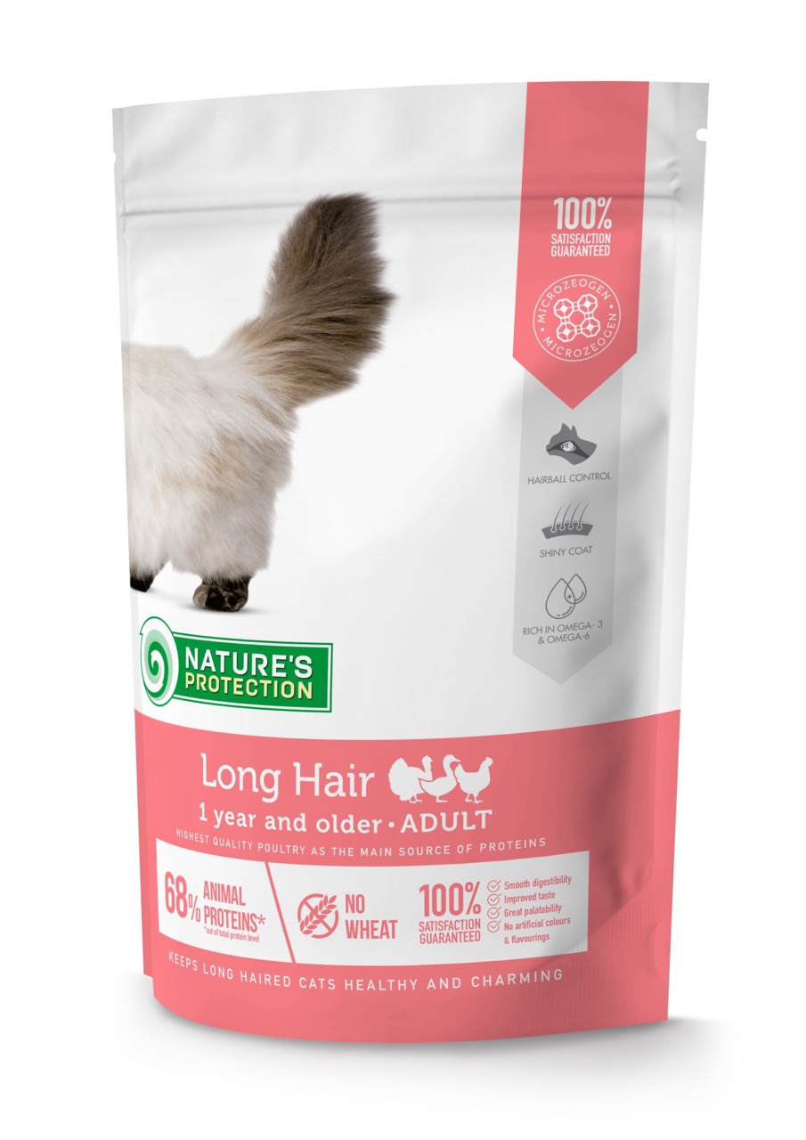 Nature's Protection Long Hair сухий корм для довгошерстих котів 400 гр