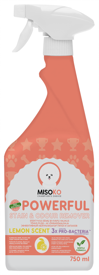 MISOKO&CO dog stain and odour remover with scent of lemon засіб для видалення запахів та плям від собак 750 мл