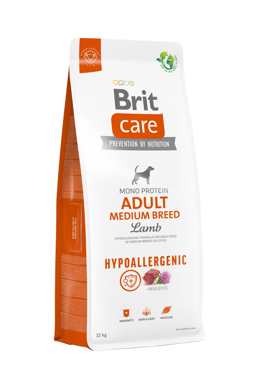 Brit Care Adult Medium Breed Lamb Hypoallegic сухий корм для собак середніх порід з ягням, 12 кг