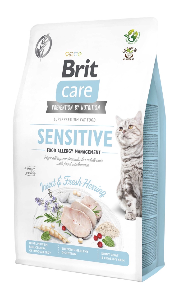 Brit Care Cat Adult GF Sensitive Insect & Fresh Herring сухий корм для котів з оселедцем та білком комах, 2 кг