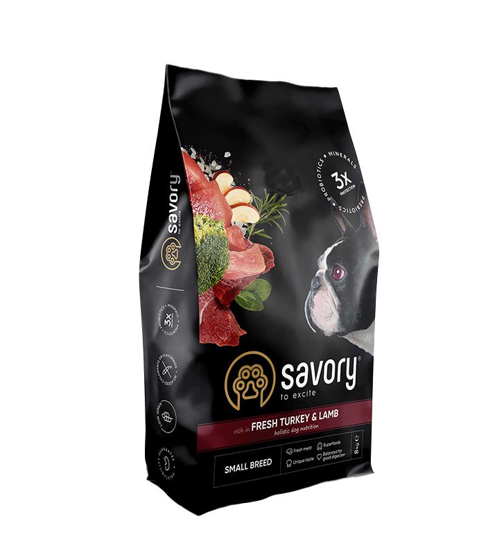 Сухий корм для собак Savory Small Breed rich in Fresh Turkey and Lamb 8 кг (4820232630365)