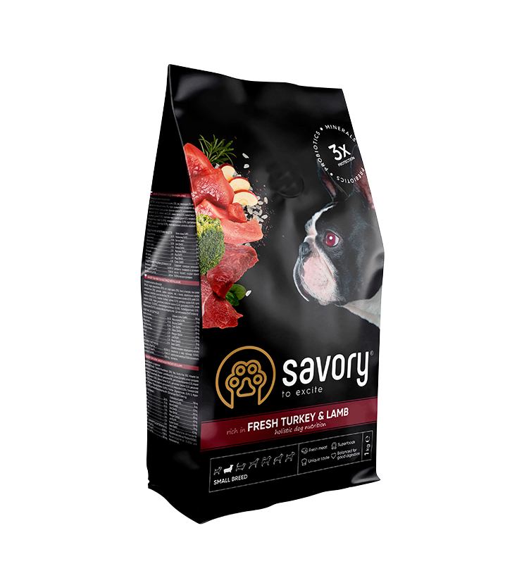 Savory Adult Small Breed Fresh Turkey & Lamb сухий корм з індичкою та ягнятком для собак дрібних порід 1 кг