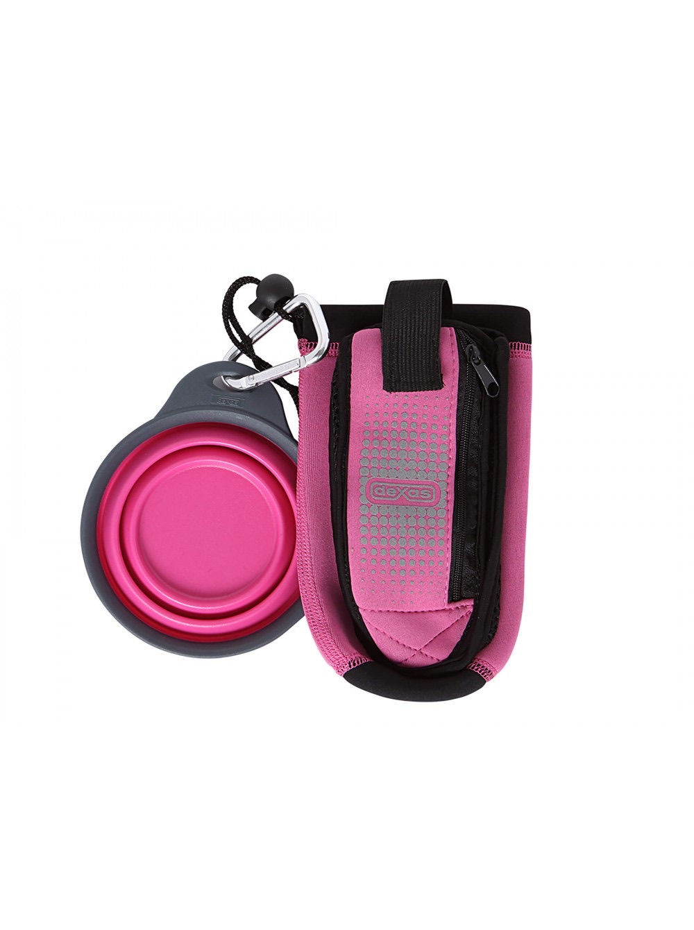 Dexas Bottlepocket With Travel Cup сумка для ласощів для собак зі складною мискою, 480 мл, рожева