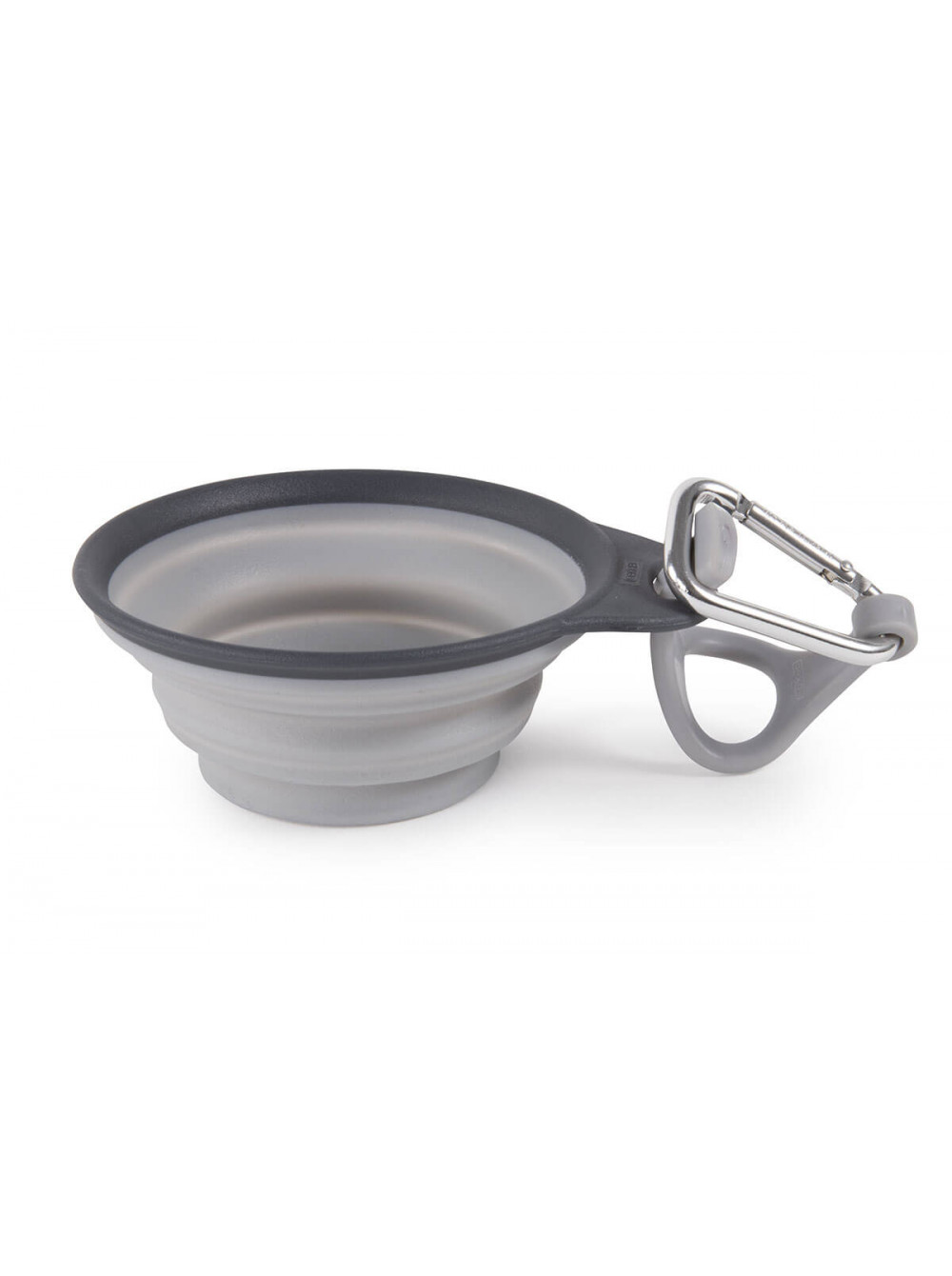 Dexas Travel Cup with Bottle Holder & Carabiner миска дорожня складана для собак та котів, 240 мл, сіра
